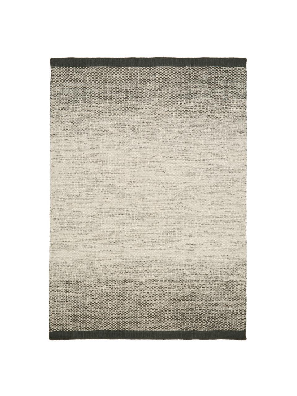 Handgewebter Wollteppich Lule mit Farbverlauf in Beige/Grün, 70% Wolle, 30% Baumwolle, Dunkelgrün, Beige, B 200 x L 300 cm (Grösse L)