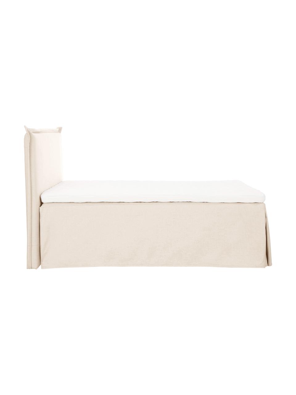 Lit à sommier tapissier premium Violet, Tissu blanc crème, 140 x 200 cm, indice de fermeté 2