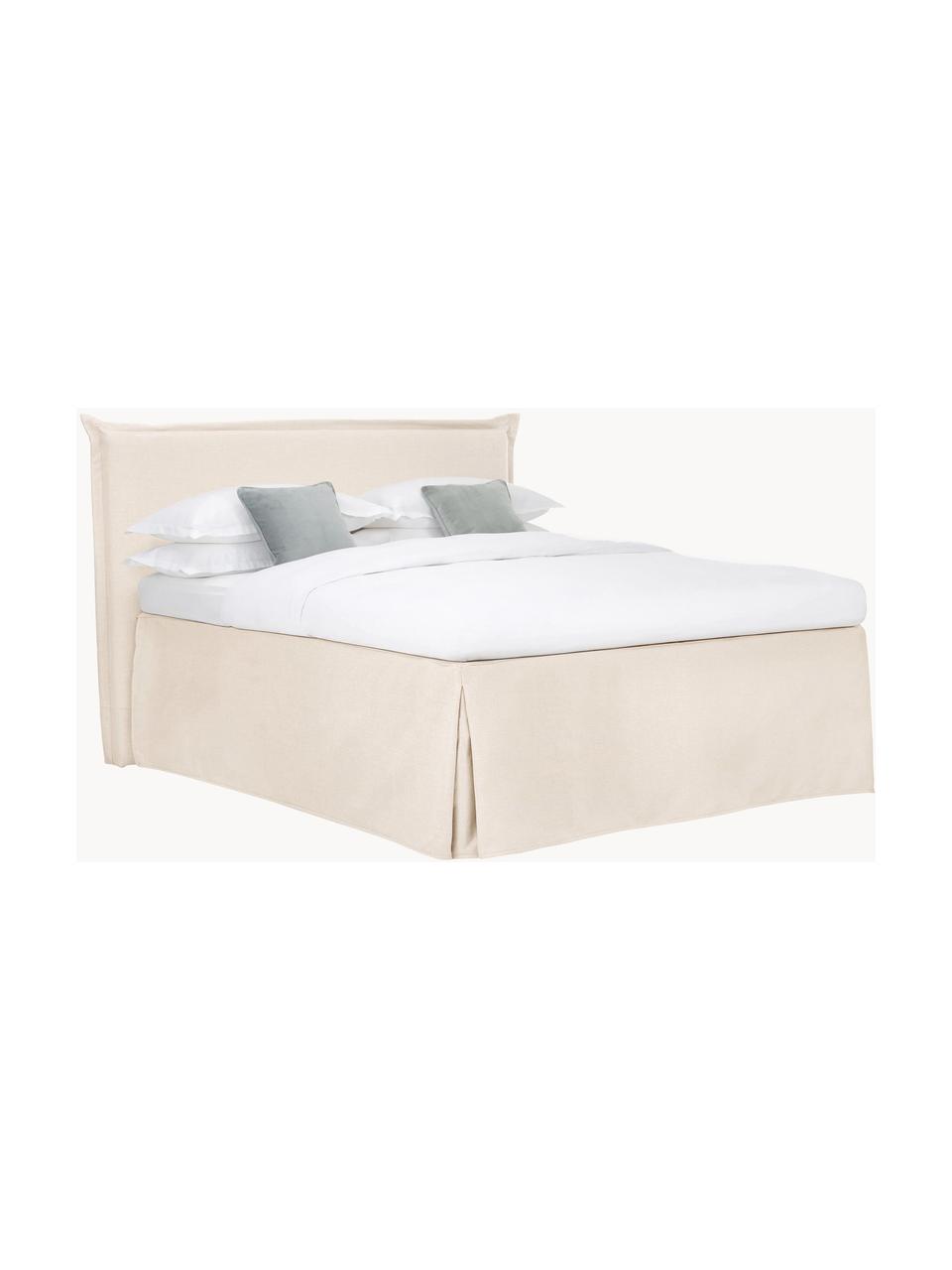 Cama continental Premium Violet, Patas: madera de abedul maciza l, Tejido blanco crema, An 140 x L 200 cm, dureza H2