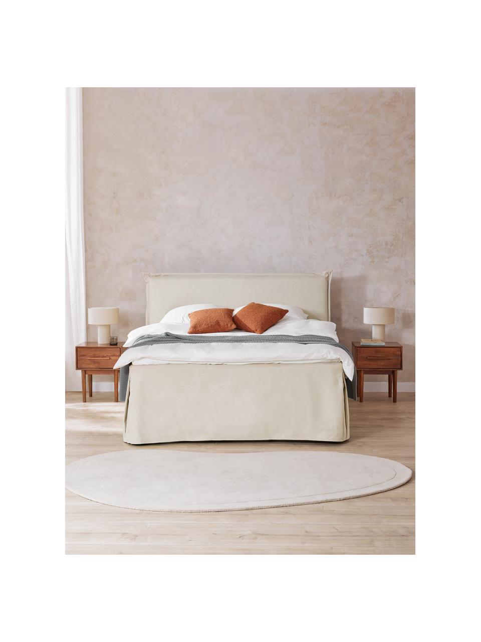 Cama continental Premium Violet, Patas: madera de abedul maciza p, Tejido blanco crema, An 140 x L 200 cm, dureza H2