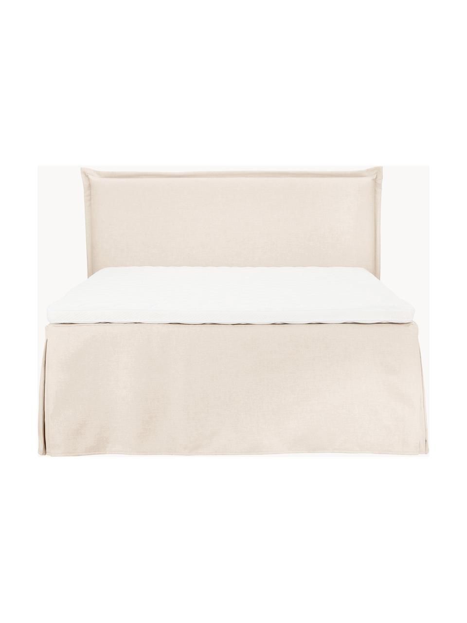 Letto boxspring premium Violet, Materasso: nucleo a 5 zone di molle , Piedini: legno massiccio di betull, Tessuto bianco crema, Larg. 140 x Lung. 200 cm, grado di durezza 2