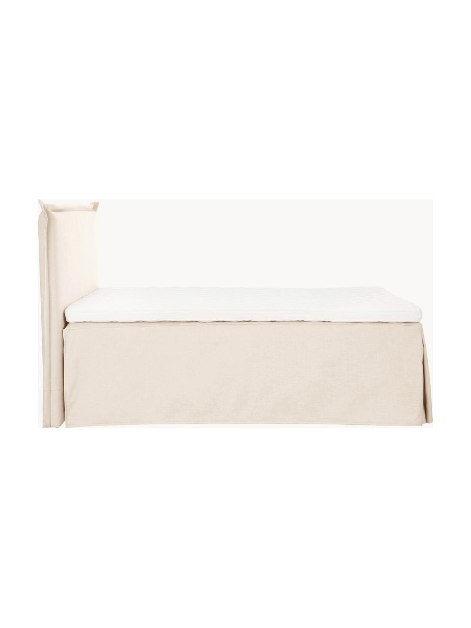 Cama continental Premium Violet, Patas: madera de abedul maciza l, Tejido blanco crema, An 140 x L 200 cm, dureza H2