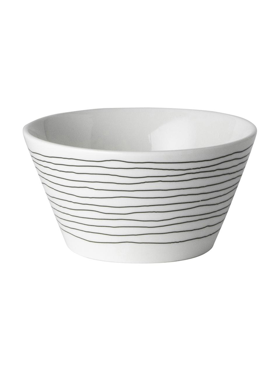 Cuencos Eris Loft, 4 uds., Porcelana, Blanco, negro, Ø 10 x Al 6 cm