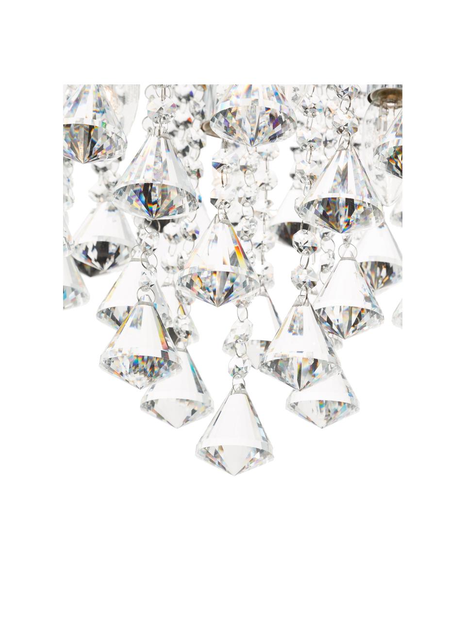 Kristall-Deckenleuchte Dorchester, Baldachin: Metall, verchromt, Dekor: Glas, Transparent, Chromfarben, Ø 40 x H 36 cm