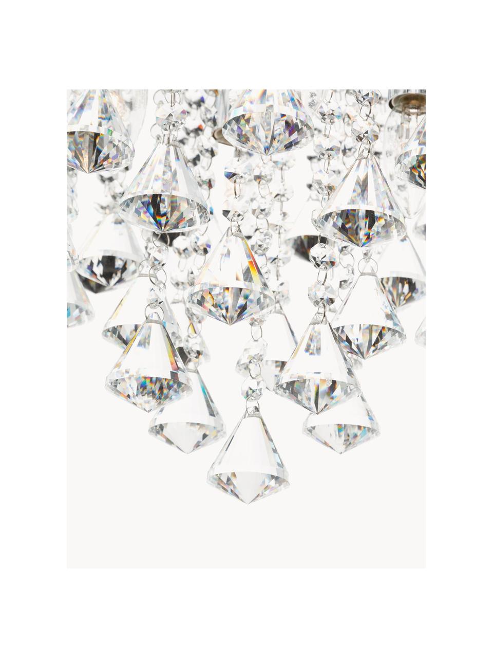 Kristall-Deckenleuchte Dorchester, Baldachin: Metall, verchromt, Dekor: Glas, Transparent, Silberfarben, Ø 40 x H 36 cm