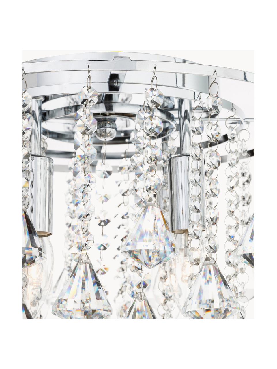 Kristall-Deckenleuchte Dorchester, Baldachin: Metall, verchromt, Dekor: Glas, Transparent, Silberfarben, Ø 40 x H 36 cm