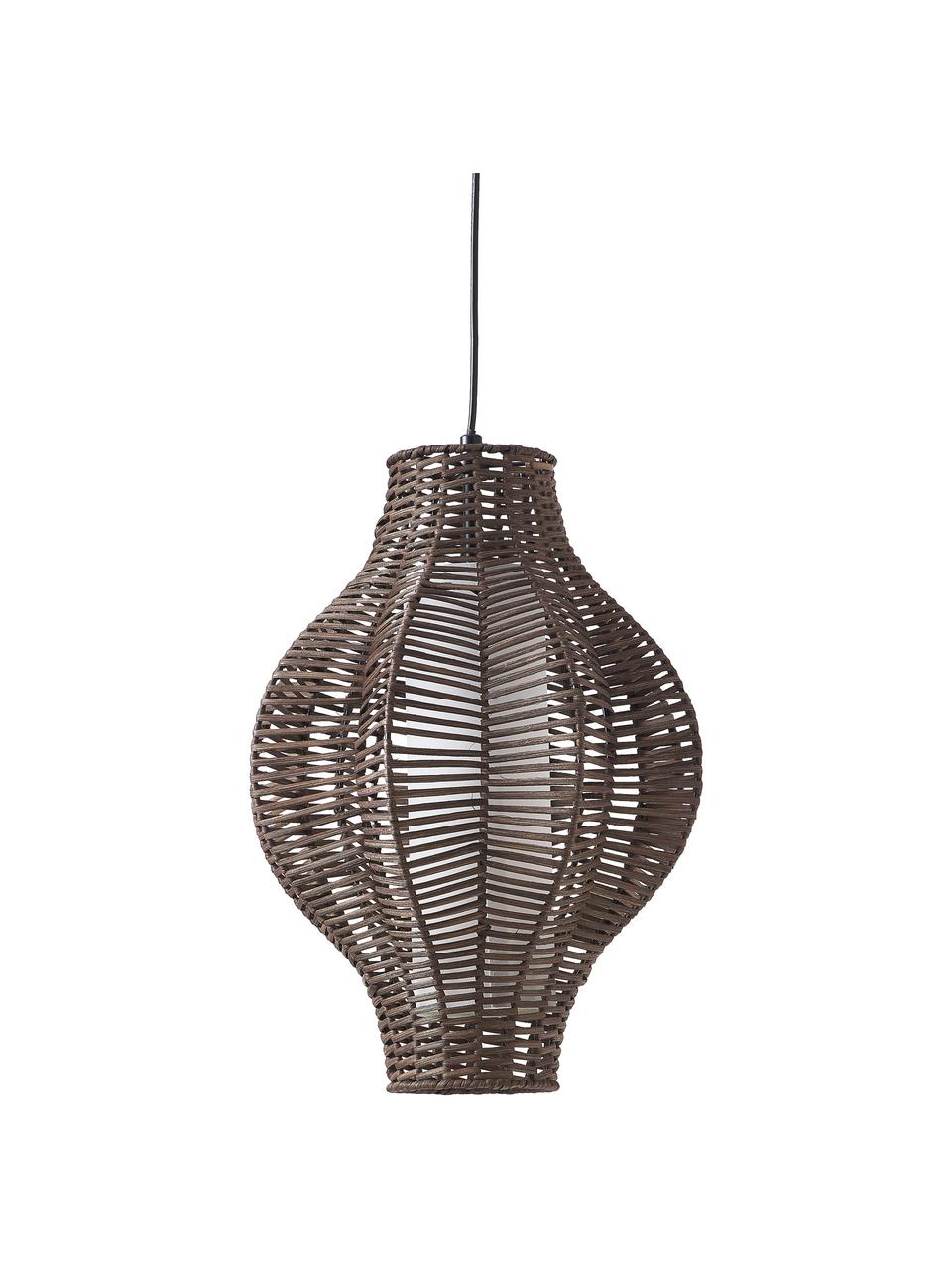 Lampa wisząca z rattanu Malena, Ciemny brązowy, Ø 35 x W 150 cm