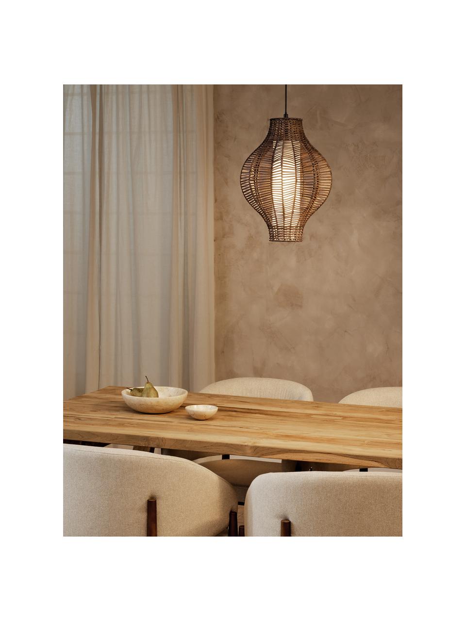 Lampa wisząca z rattanu Malena, Ciemny brązowy, Ø 35 x W 150 cm