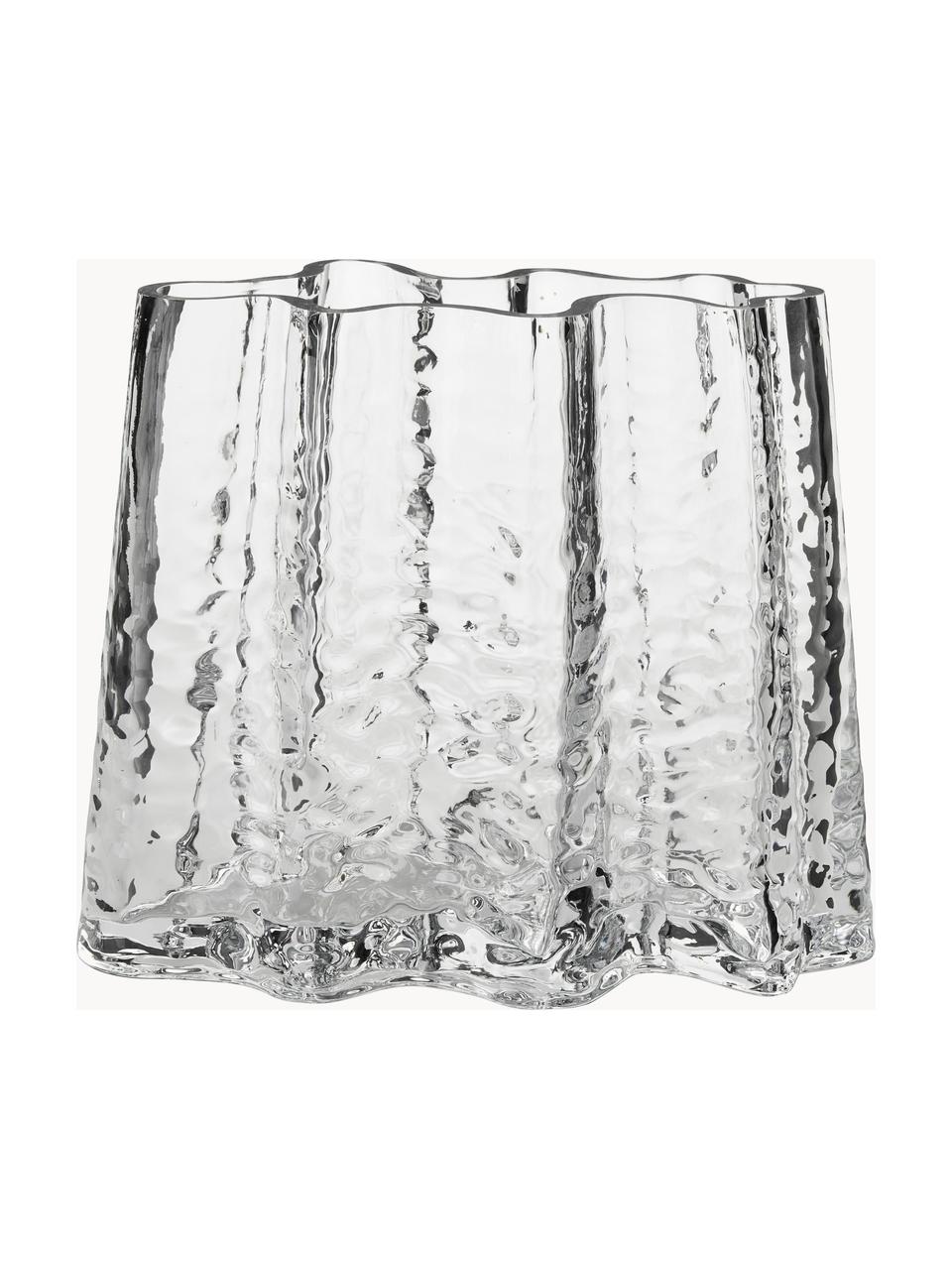 Ručne fúkaná sklenená váza so štruktúrovaným povrchom v rôznych veľkostiach, Gry, V 19 cm, Fúkané sklo, Priehľadná, Š 24 x V 19 cm