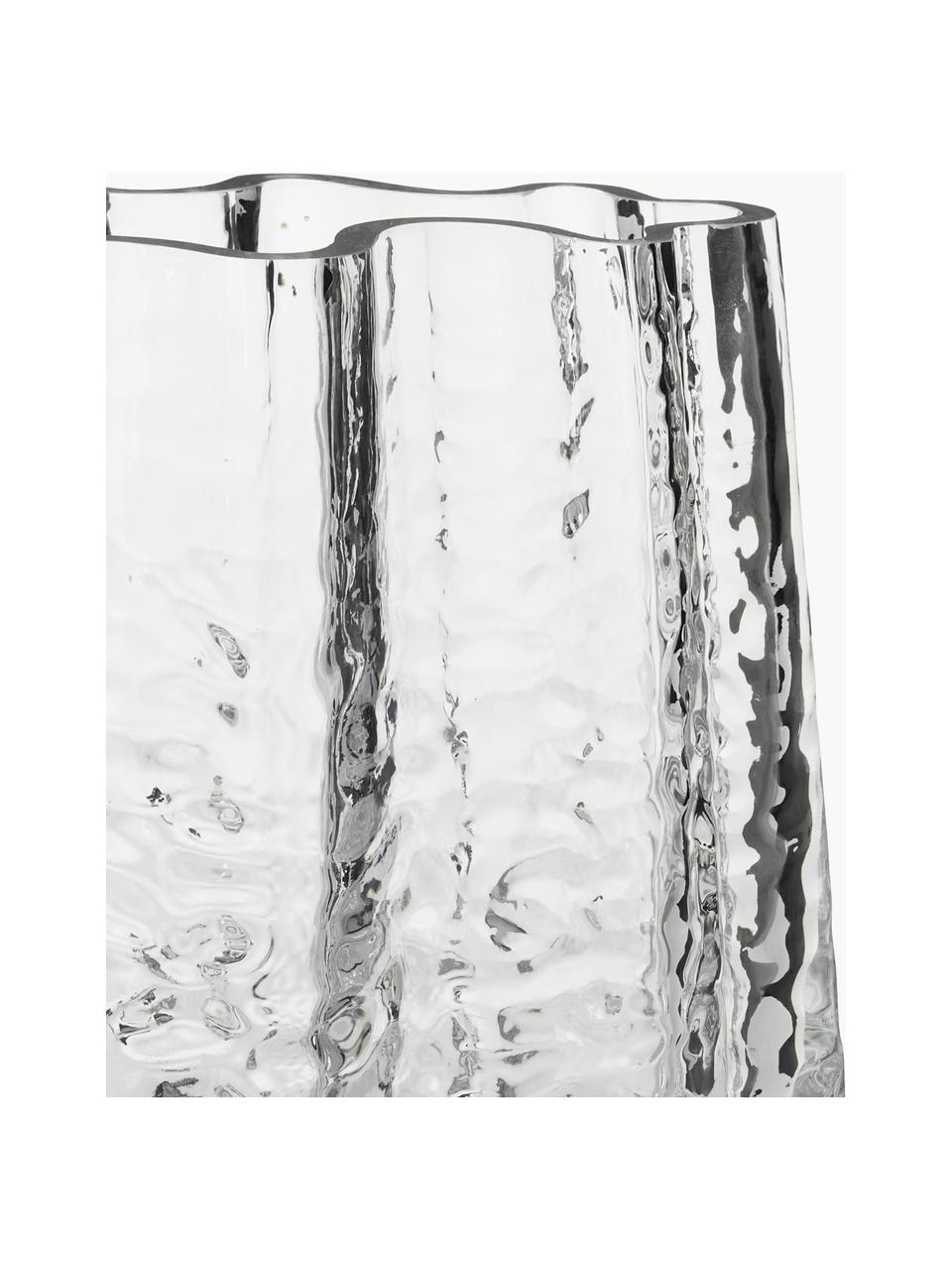 Jarrón de vidrio soplado artesanalmente con relieves Gry, 19 cm, Vidrio soplado artesanalmente, Transparente, An 24 x Al 19 cm