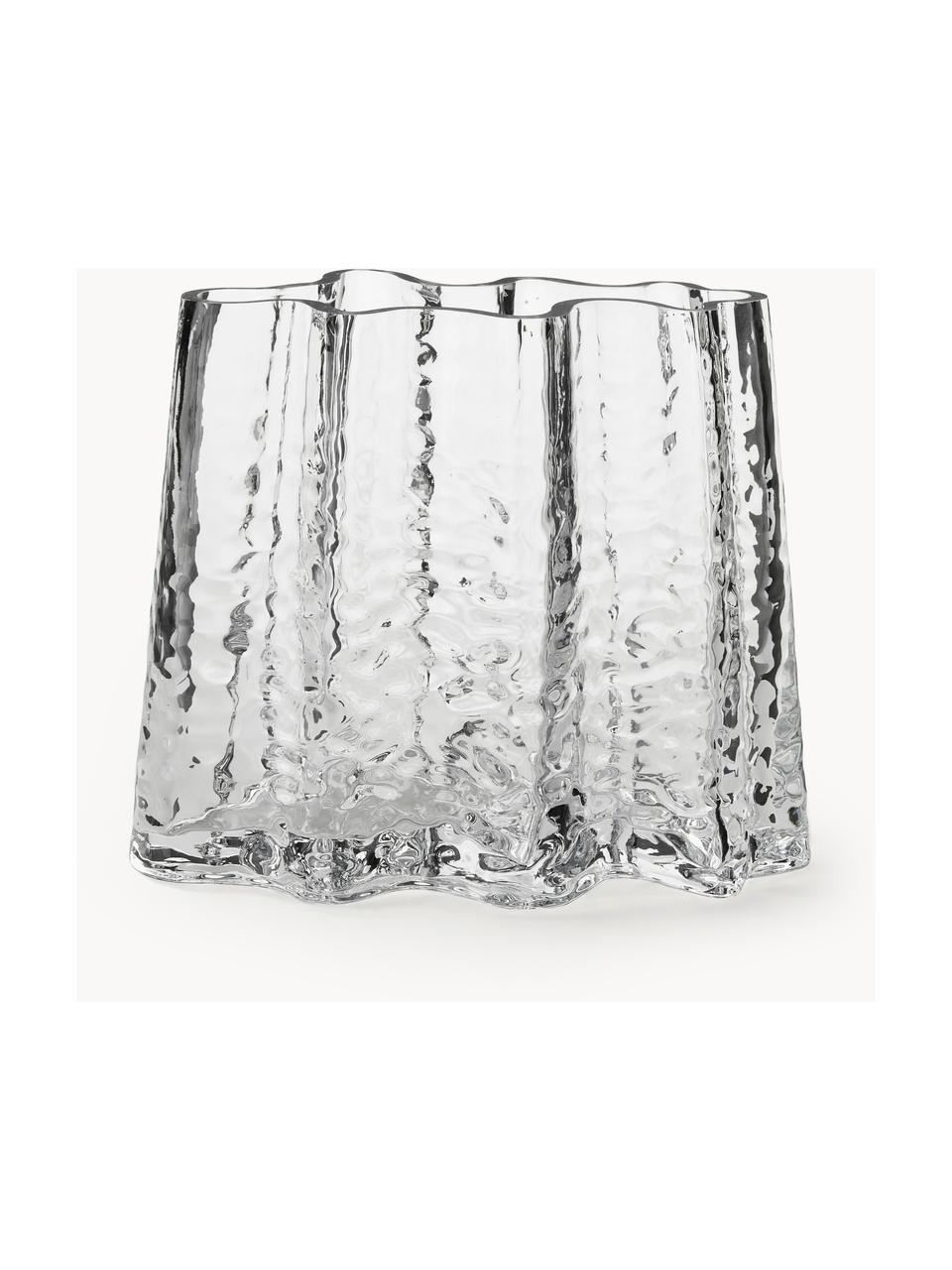 Mundgeblasene Glas-Vase Gry mit strukturierter Oberfläche, H 19 cm, Glas, mundgeblasen, Transparent, B 24 x H 19 cm