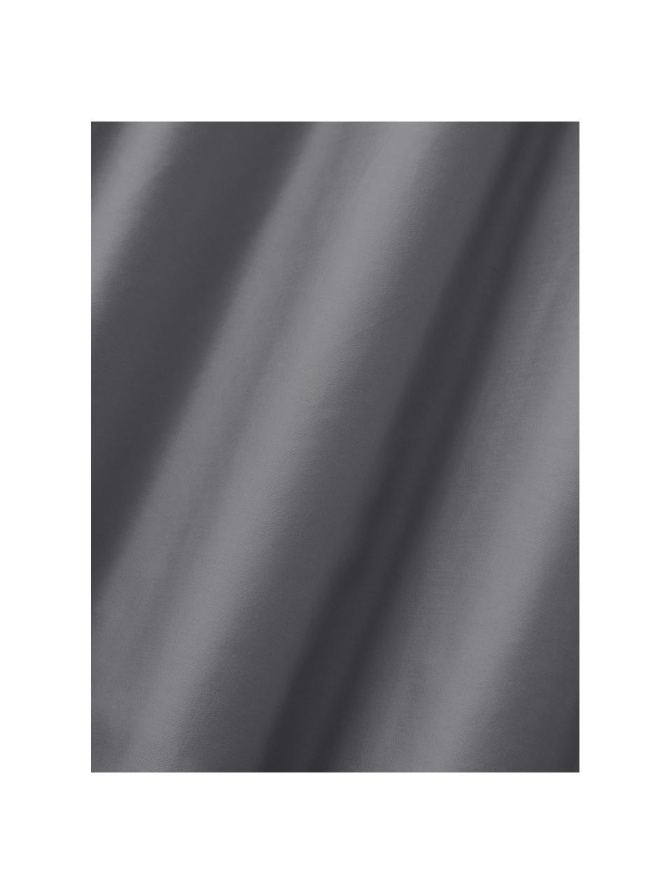 Drap-housse en satin de coton pour sommier tapissier Comfort, Gris foncé, larg. 90 x long. 200 cm, haut. 35 cm