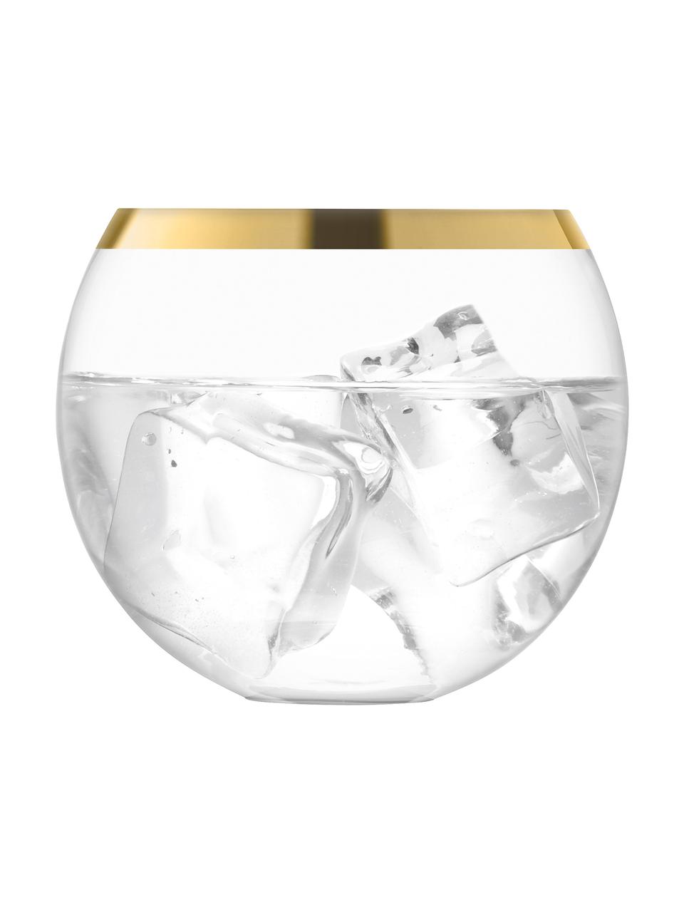 Mondgeblazen cocktailglazen Luca, 2 stuks, Glas, Transparant met goudkleurige rand, Ø 9 x H 8 cm, 330 ml