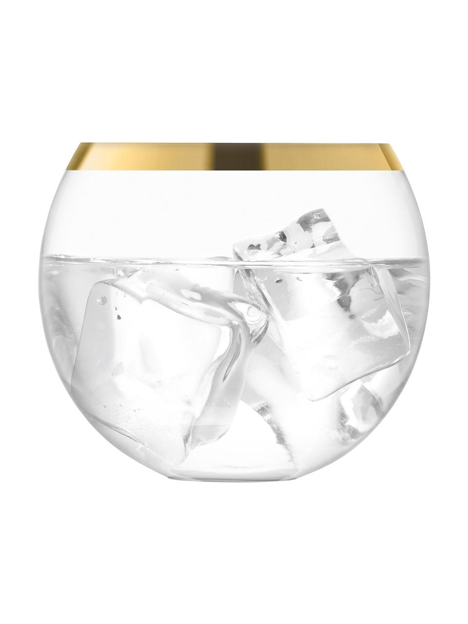 Mondgeblazen cocktailglazen Luca met goudkleurige rand, 2 stuks, Glas, Transparant, goudkleurig, Ø 9 x H 8 cm, 330 ml