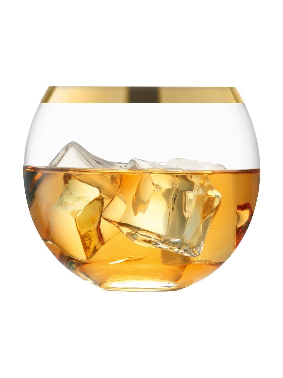 Copas de cóctel de vidrio soplado artesananalmente Luca, 2 uds., Vidrio, Transparente con borde dorado, Ø 9 x Al 8 cm, 330 ml