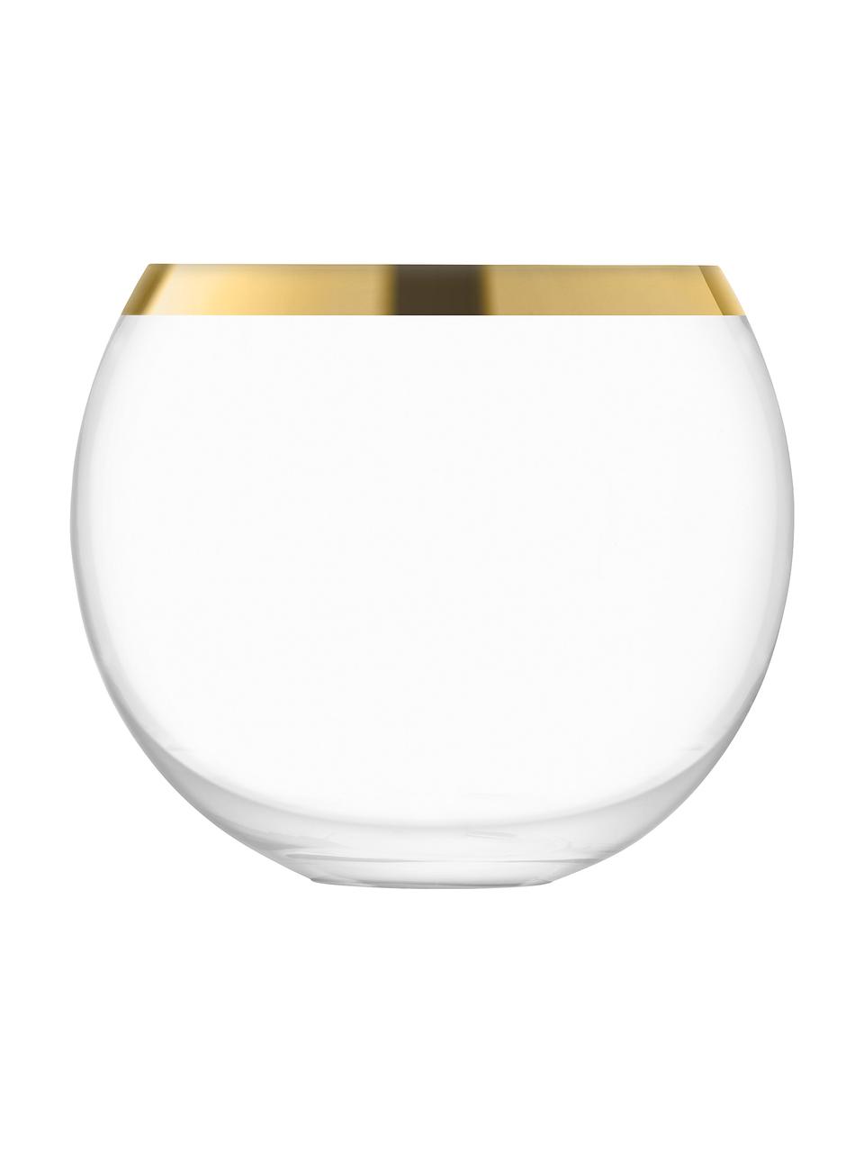 Mundgeblasene Cocktailgläser Luca mit Goldrand, 2 Stück, Glas, Transparent, Goldfarben, Ø 9 x H 8 cm, 330 ml