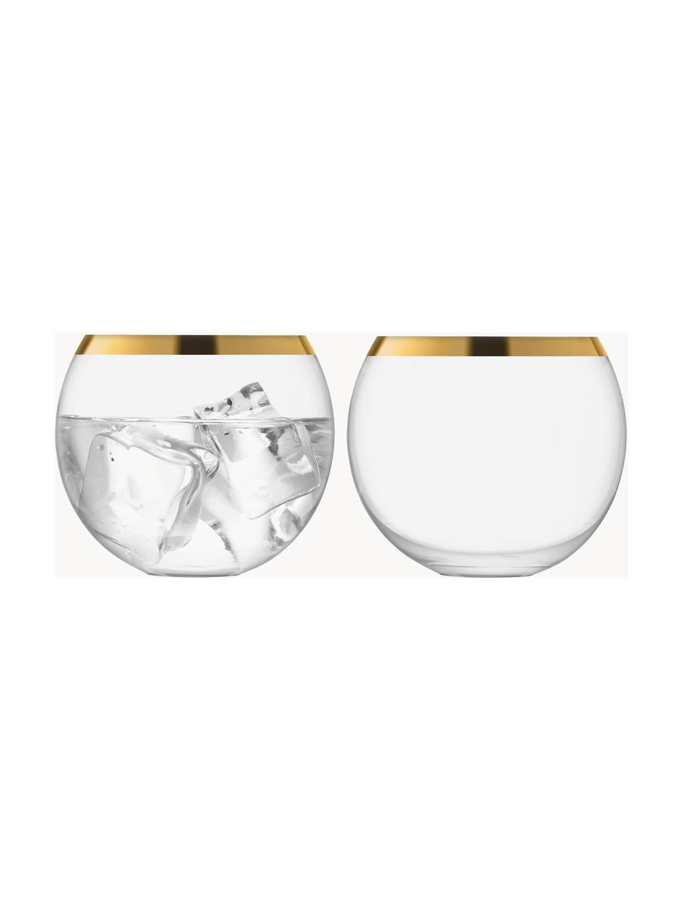 Verres à cocktail soufflés bouche Luca, 2 pièces, Verre, Transparent, doré, Ø 9 x haut. 8 cm, 330 ml