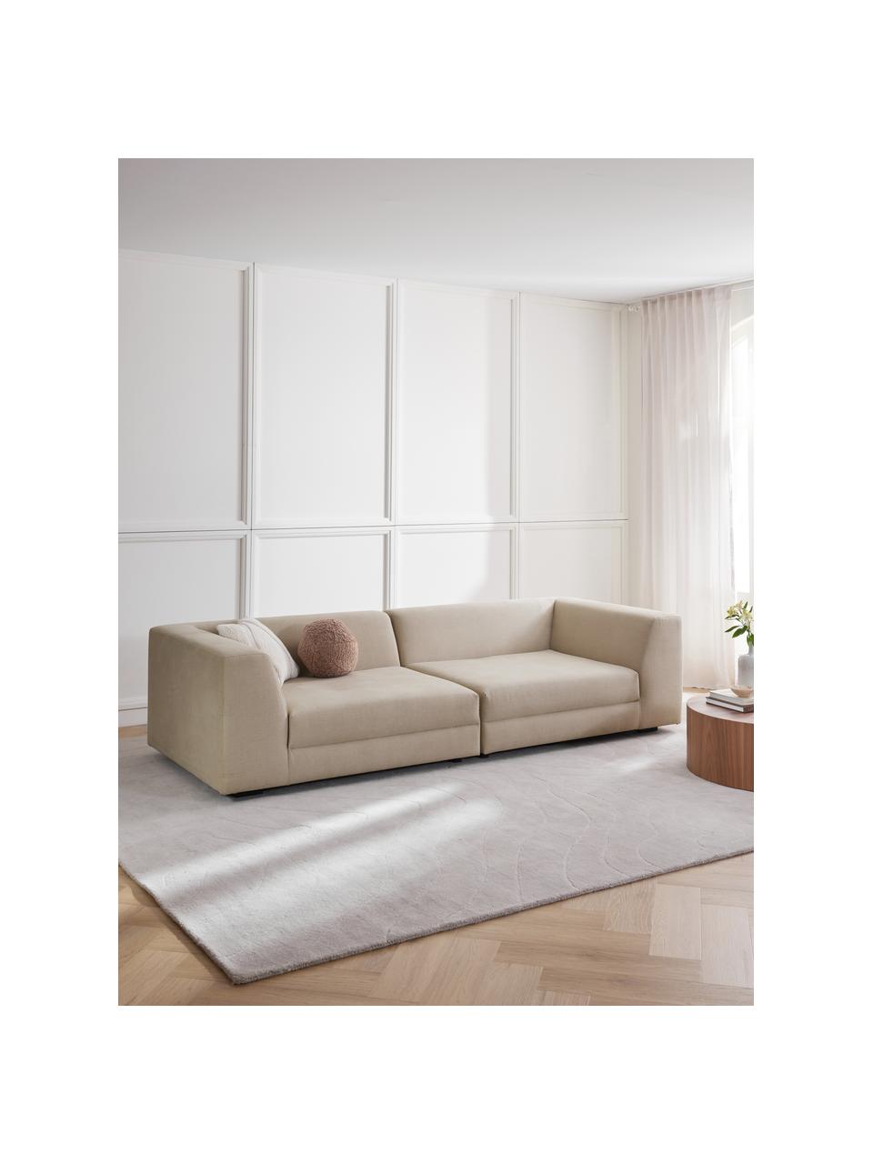 Sofa modułowa Grant (3-osobowa), Tapicerka: bawełna Dzięki tkaninie w, Nogi: lite drewno bukowe z cert, Beżowa tkanina, S 266 x G 106 cm