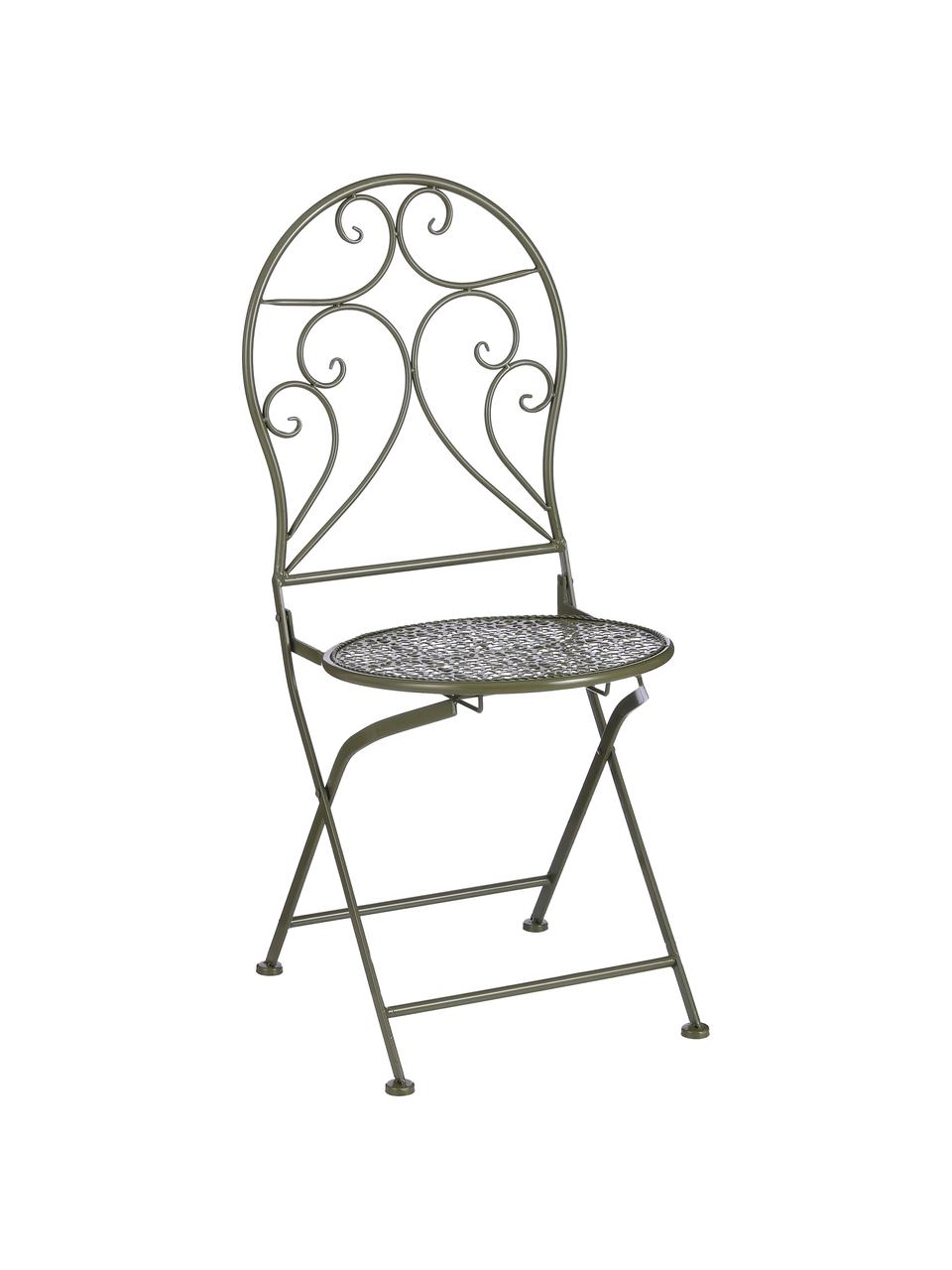 Chaise de balcon pliante métal Shane, 2 pièces, Métal, enduit, Vert, larg. 40 cm, haut. 92 cm