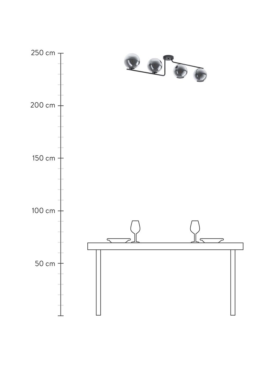 Velké designové stropní svítidlo ze skla Marojales, Černá, šedá, transparentní, Š 122 cm, V 28 cm