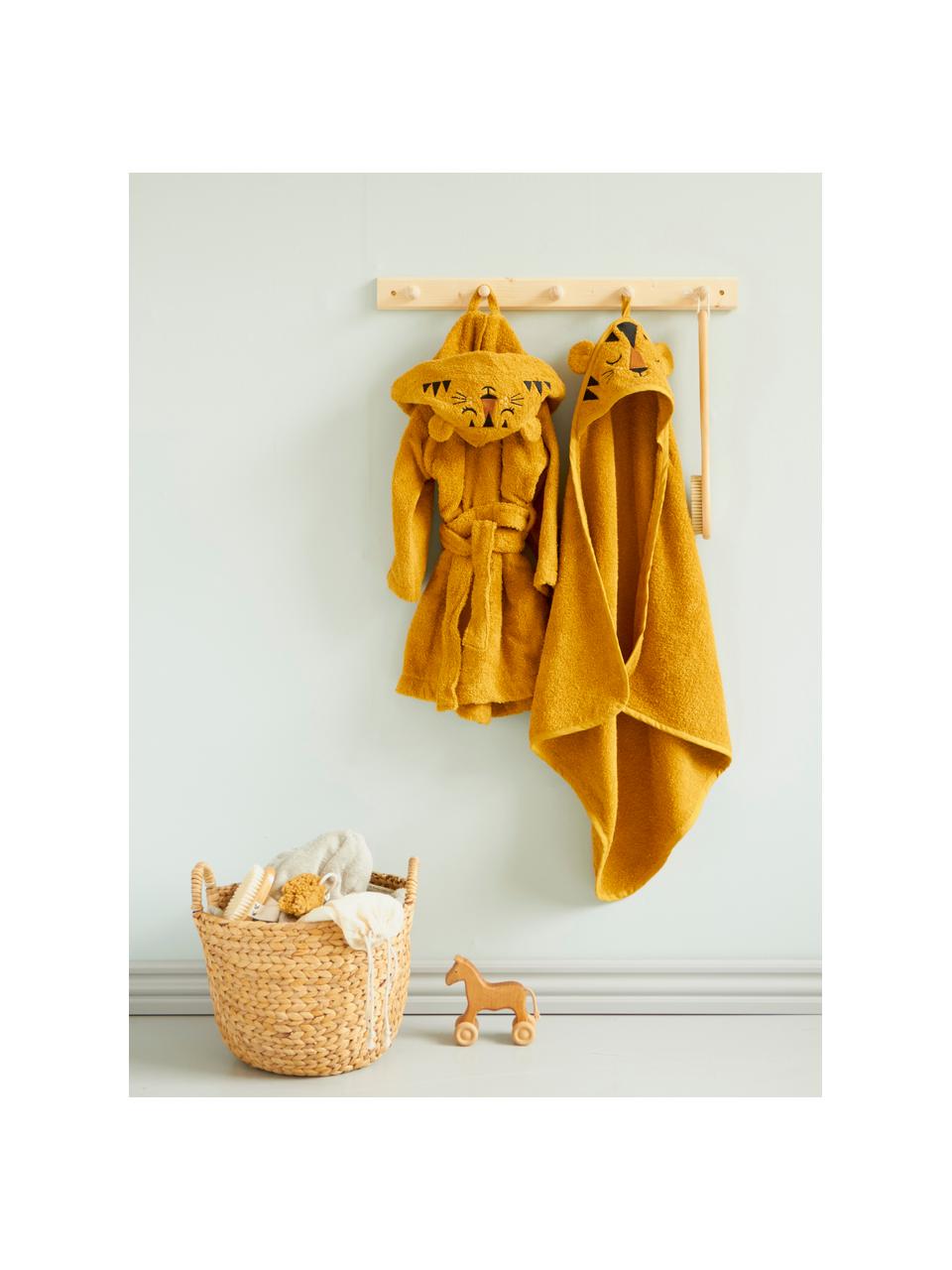 Ręcznik dla dzieci z bawełny organicznej Tiger, 100% bawełna organiczna z certyfikatem GOTS, Brunatnożółty, S 72 x D 72 cm