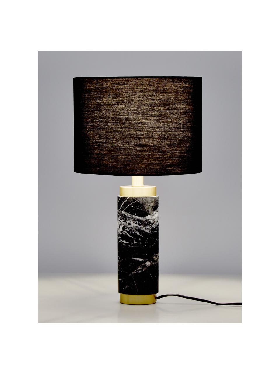 Stolová lampa s mramorovým podstavcom Miranda, Mosadzné odtiene, čierna mramorovaná, Ø 28 x V 48 cm