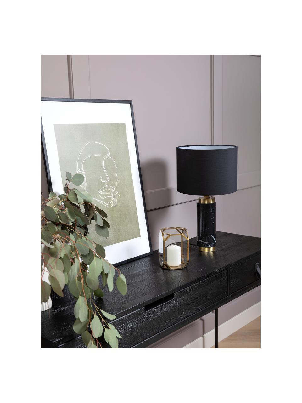Lámpara de mesa de mármol Miranda, estilo glam, Pantalla: tela, Cable: plástico, Latón, negro veteado, Ø 28 x Al 48 cm