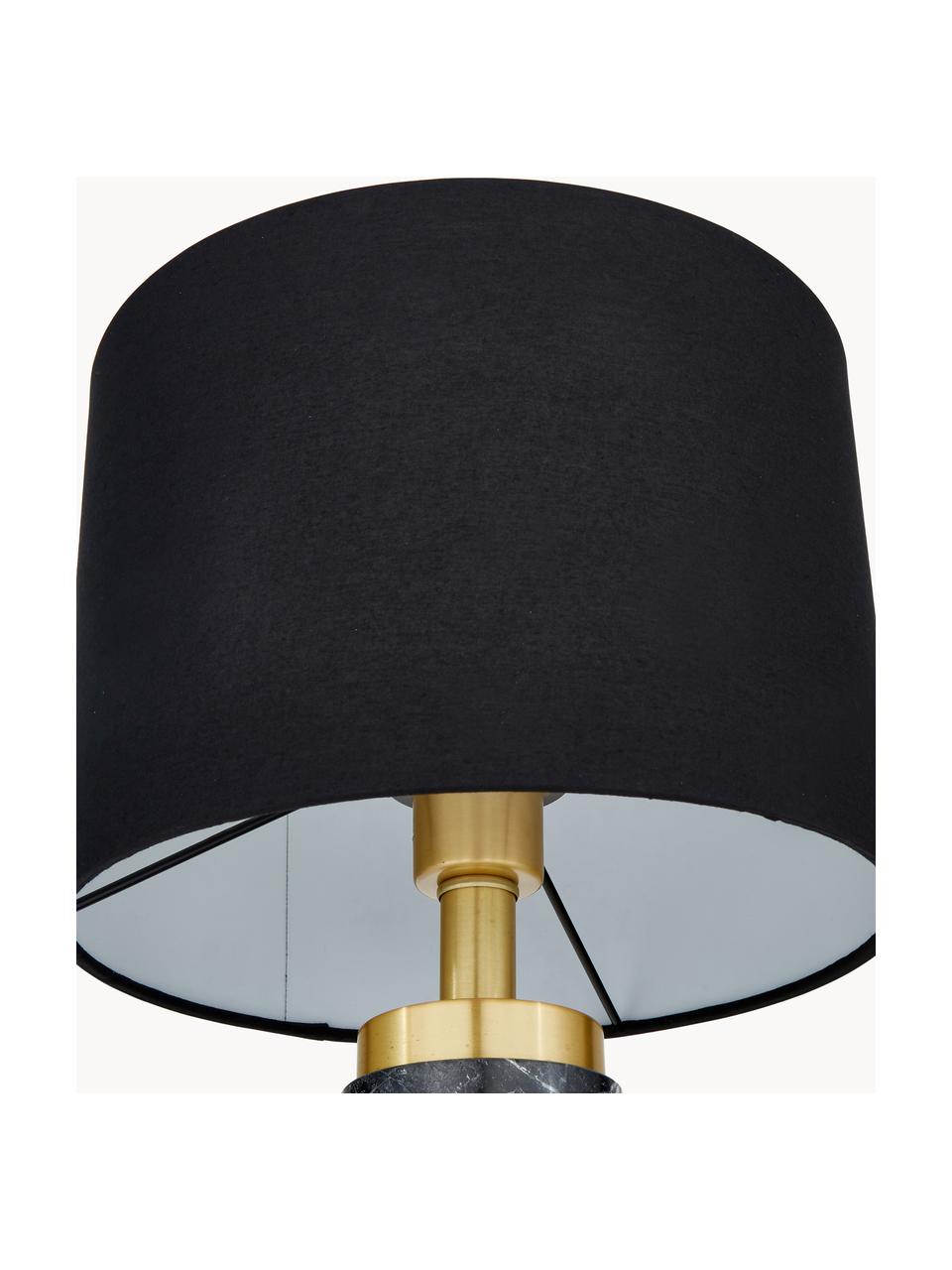 Lampa stołowa z marmurową podstawą w stylu glam Miranda, Odcienie mosiądzu, czarny, marmurowy, Ø 28 x W 48 cm