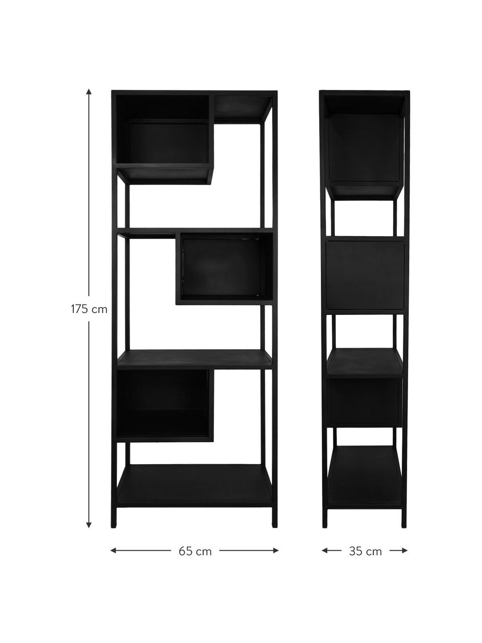 Libreria in metallo nero Rhino, Metallo verniciato, Nero, Larg. 65 x Alt. 175 cm