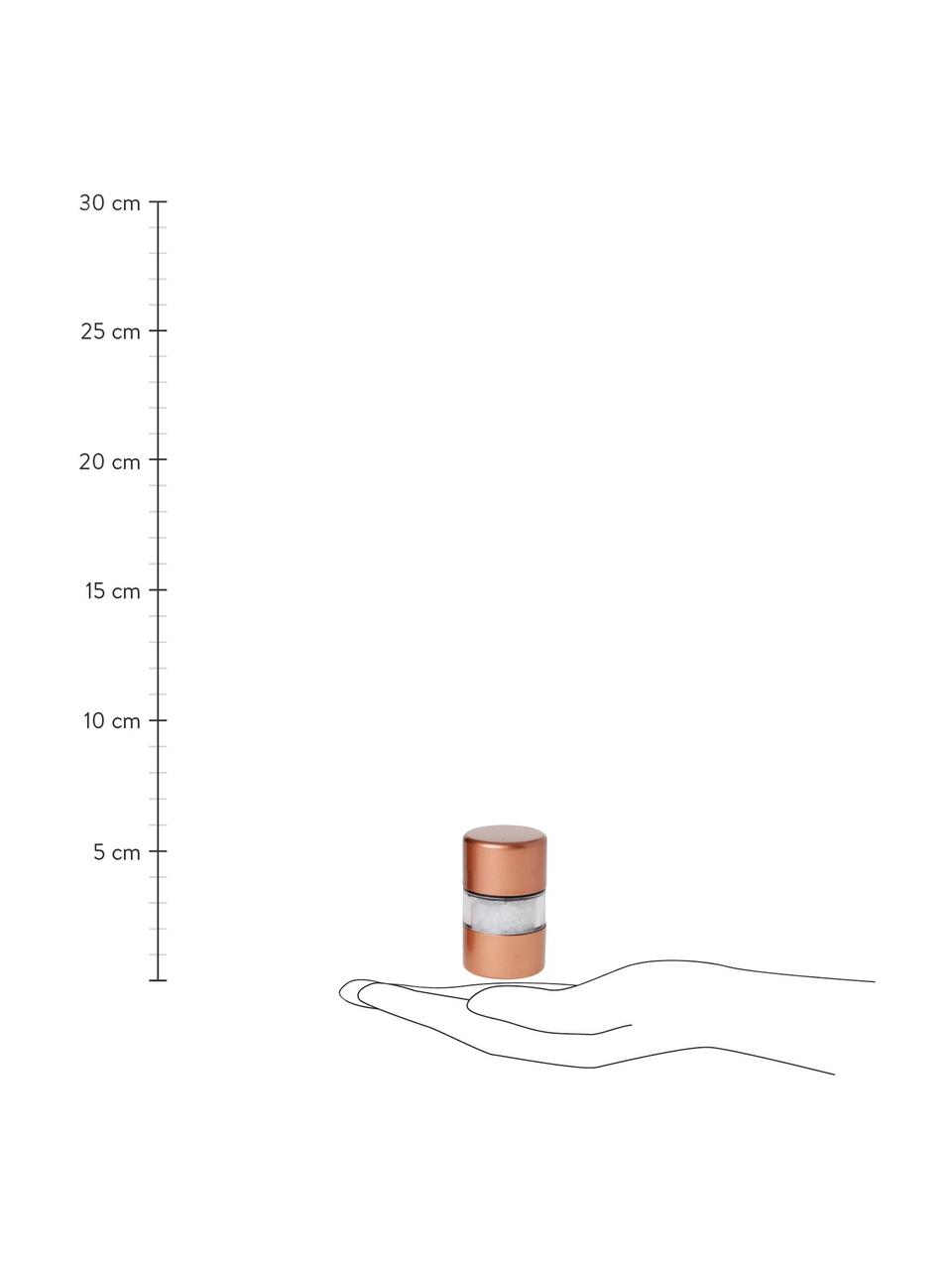 Zout- en pepermolenset Grinder in koper, 2-delig, Edelstaalkleurig, Koperkleurig, transparant, Ø 3 x H 6 cm