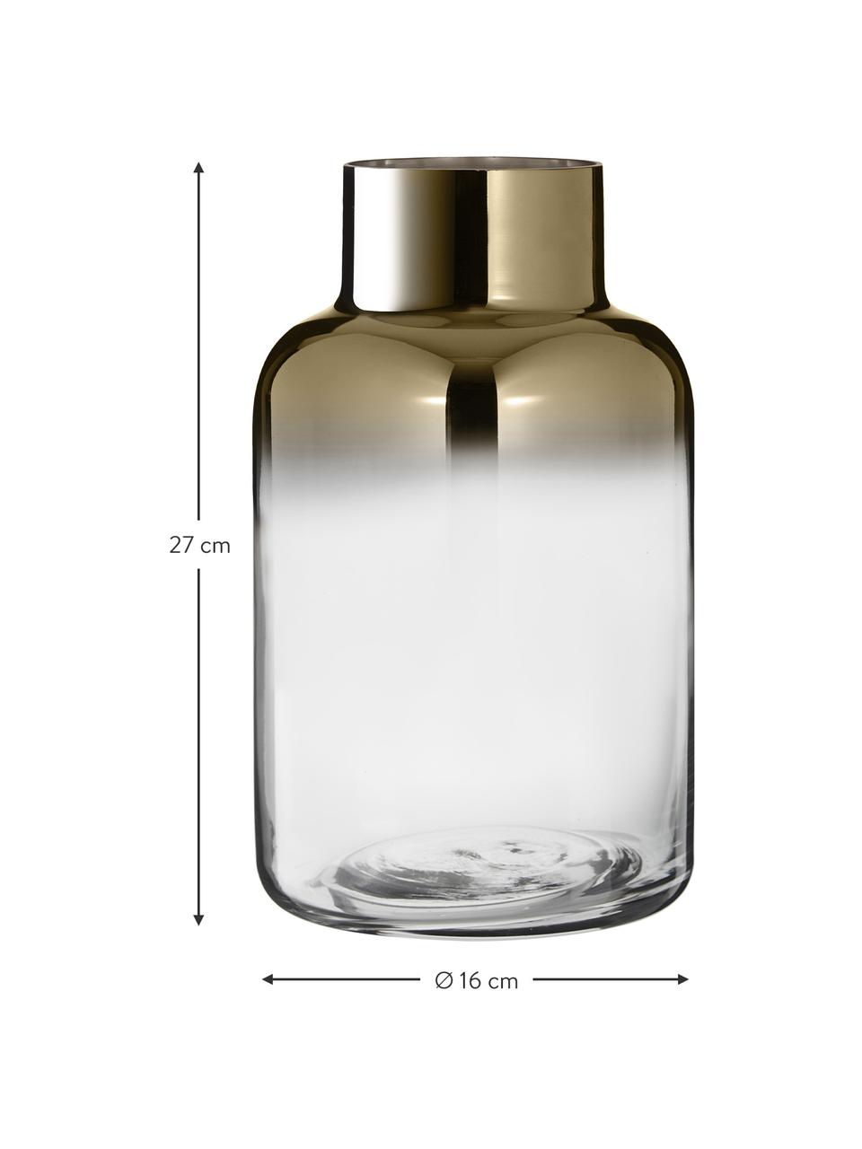 Mundgeblasene Glas-Vase Uma mit Gold-Schimmer, Glas, lackiert, Transparent, Goldfarben, Ø 16 x H 27 cm