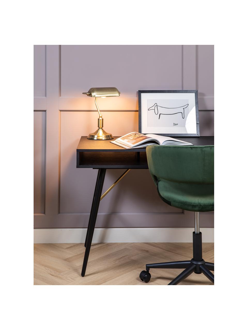 Petite lampe de bureau rétro en métal Bank, Couleur laitonnée, larg. 22 x haut. 34 cm