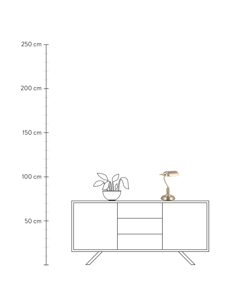 Kleine Retro-Schreibtischlampe Bank aus Metall, Lampenschirm: Metall, beschichtet, Messingfarben, B 22 x H 34 cm