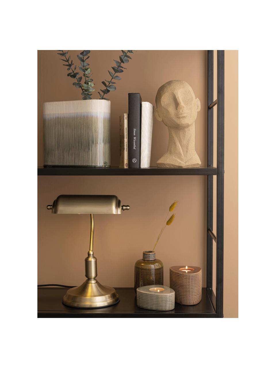 Lampa biurkowa z metalu w stylu retro Bank, Odcienie mosiądzu, S 22 x W 34 cm
