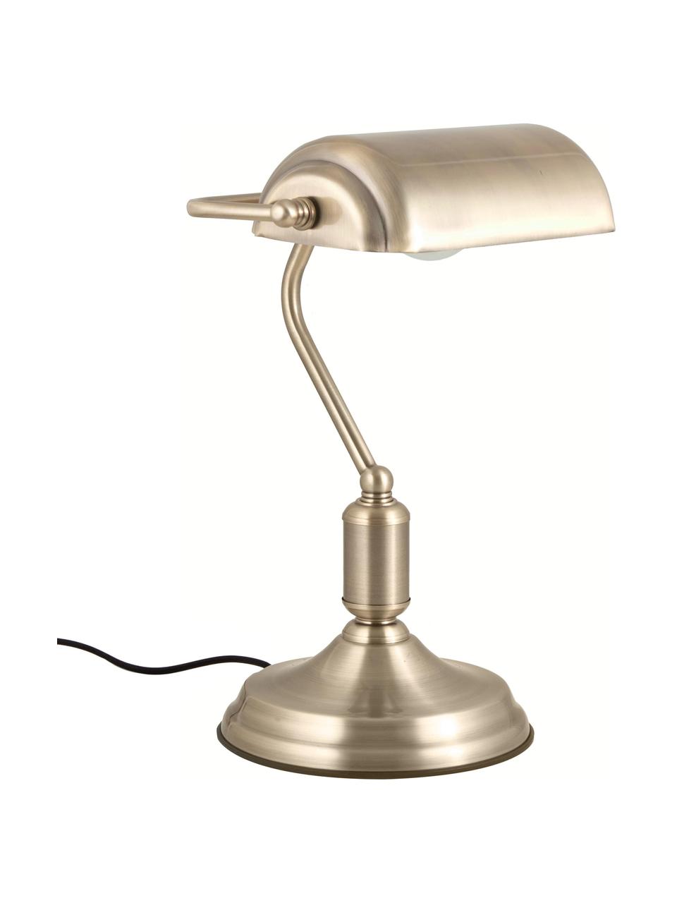 Kleine Retro-Schreibtischlampe Bank aus Metall, Lampenschirm: Metall, beschichtet, Messingfarben, B 22 x H 34 cm