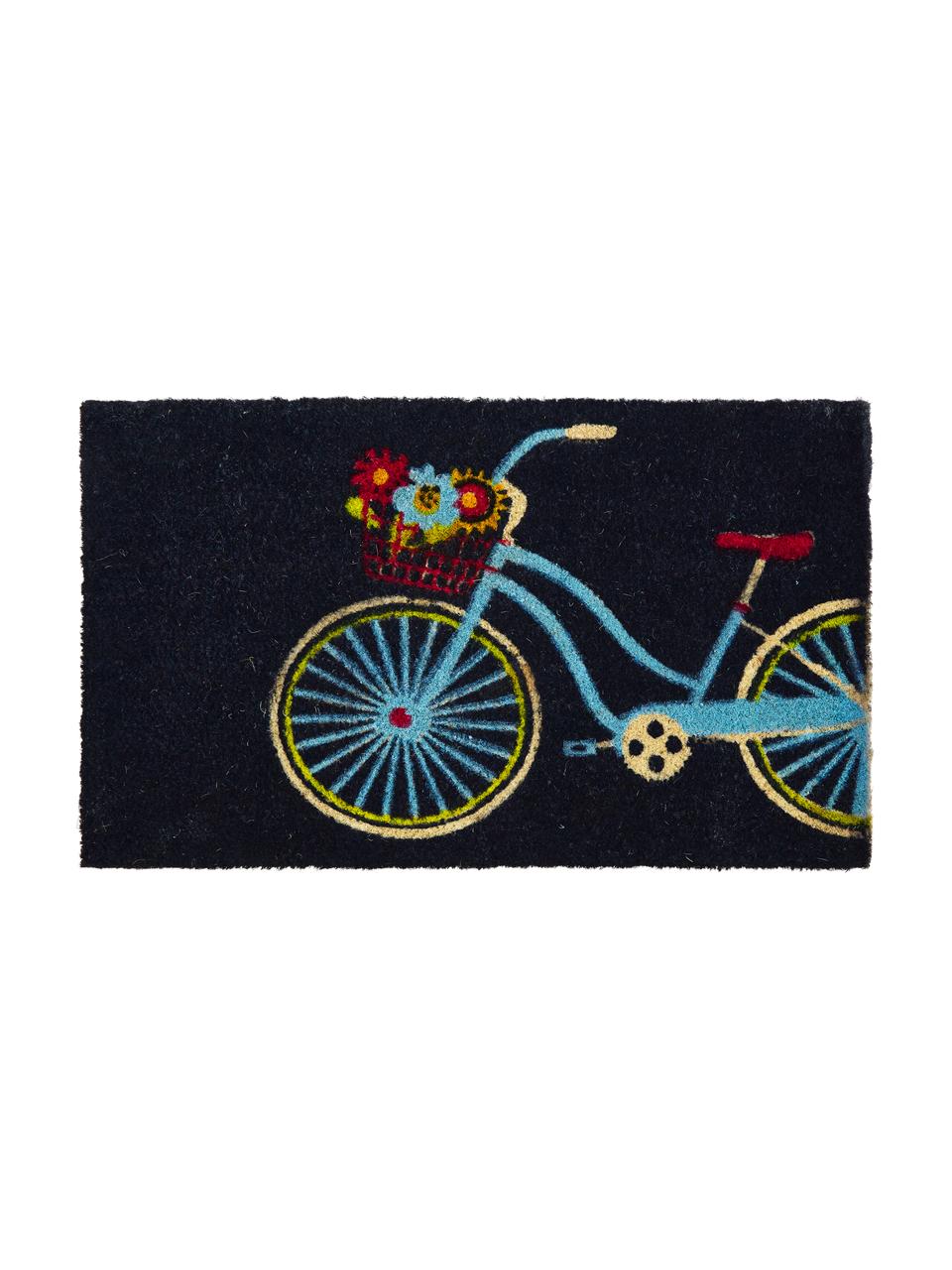 Fußmatte Bicycle, Oberseite: Kokosfaser, Unterseite: Kunststoff (PVC), Schwarz, Mehrfarbig, 45 x 75 cm