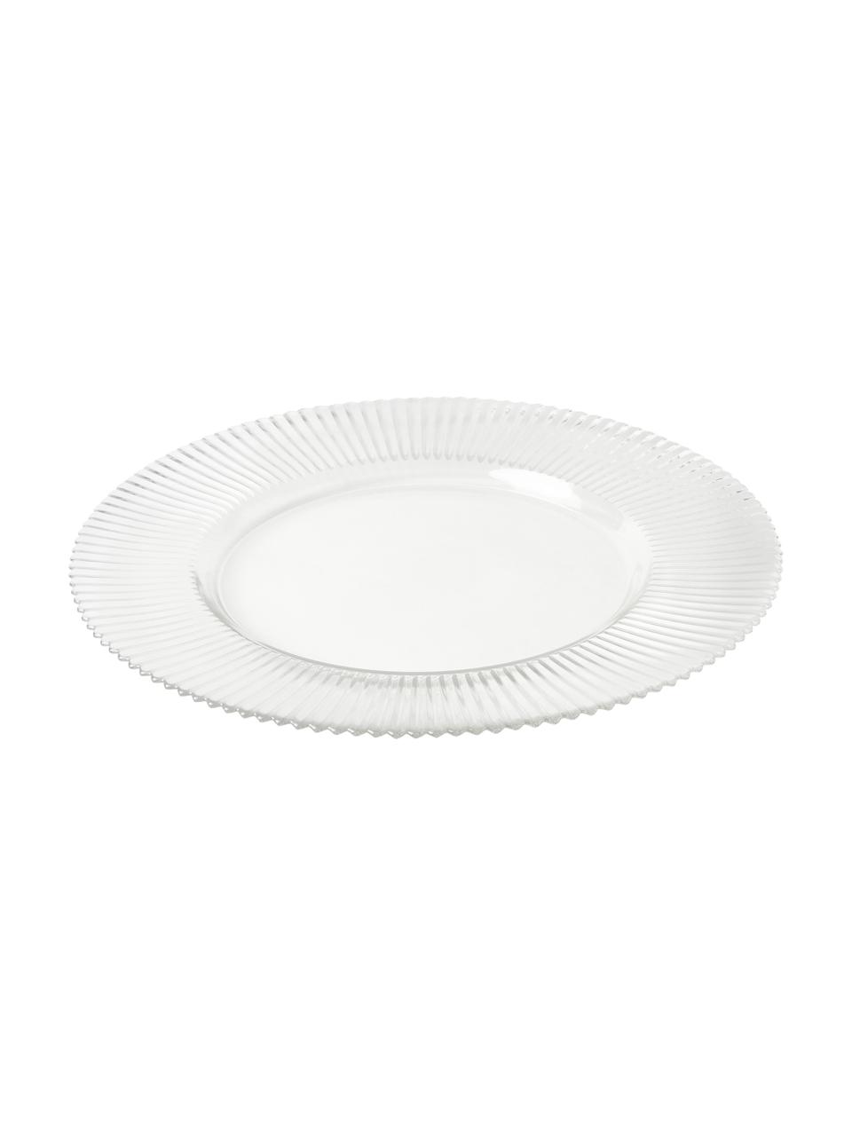 Dessous-de-plat avec relief rainuré Effie, 2 pièces, Verre, Transparent, Ø 33 cm