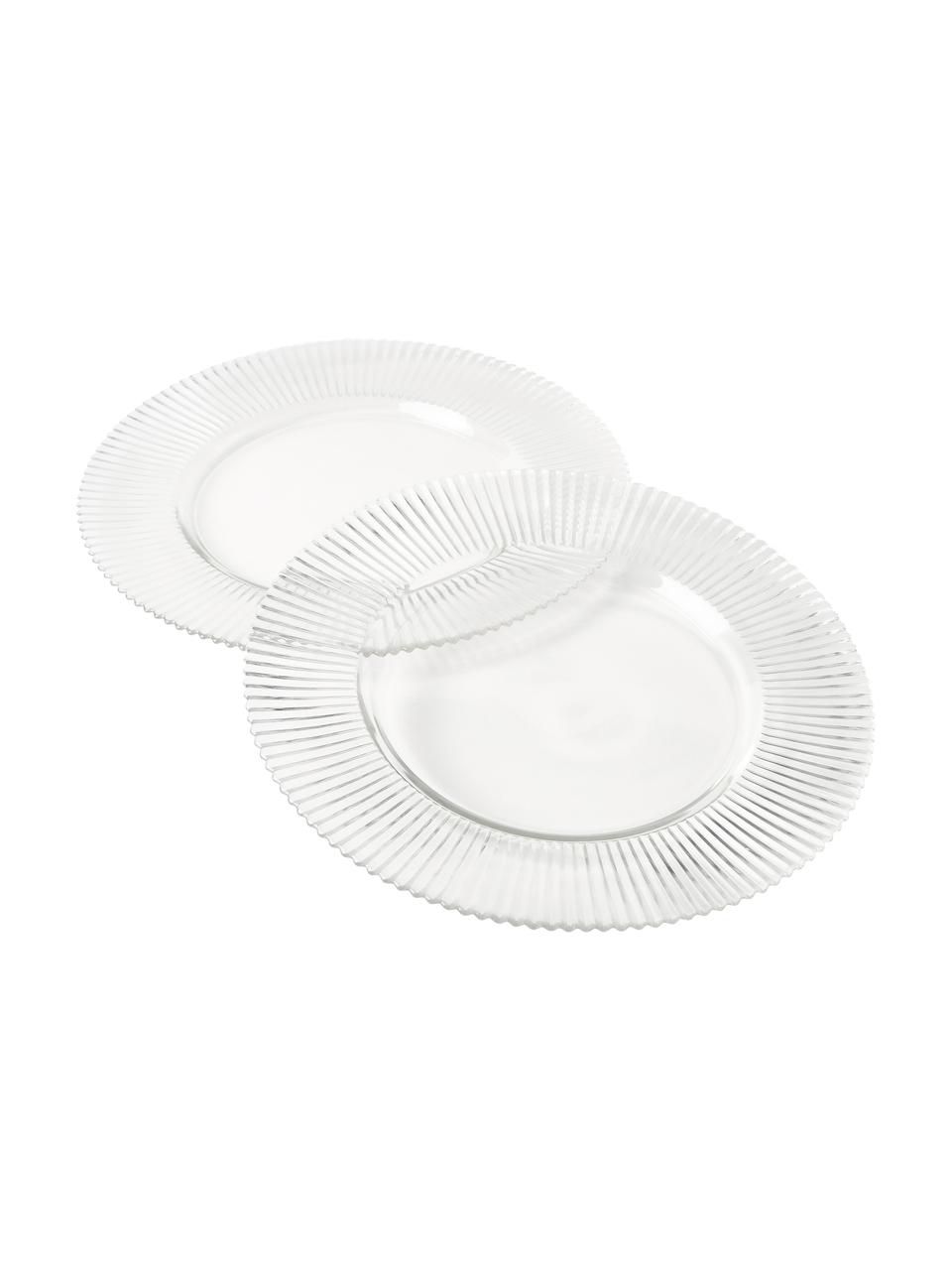 Dessous-de-plat avec relief rainuré Effie, 2 pièces, Verre, Transparent, Ø 33 cm