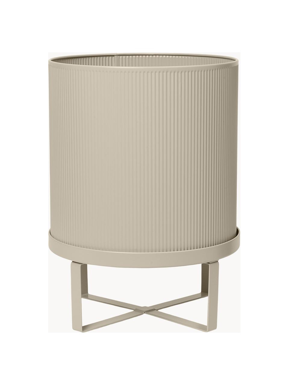 Vaso con superficie millerighe Bau, alt. 38 cm, Acciaio verniciato a polvere, Beige chiaro, Ø 28 x Alt. 38 cm