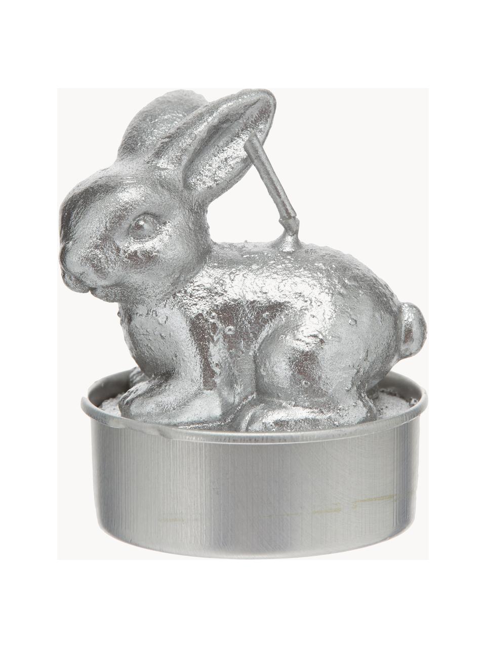 Bougie lapin de Pâques Hasen, 6 élém., Cire, Couleur argentée, Ø 6 x haut. 10 cm