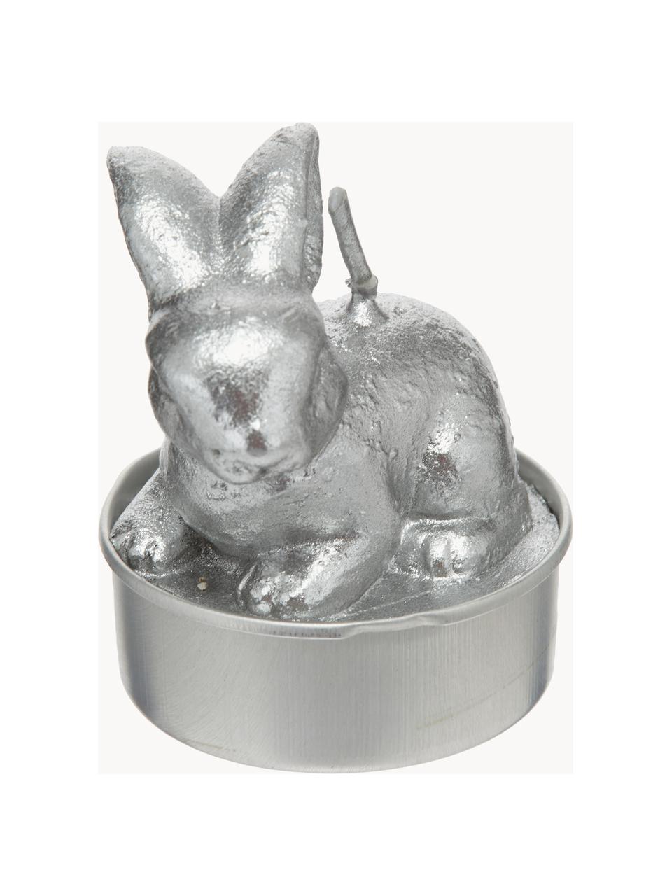 Bougie lapin de Pâques Hasen, 6 élém., Cire, Couleur argentée, Ø 6 x haut. 10 cm