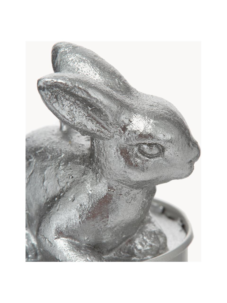 Bougie lapin de Pâques Hasen, 6 élém., Cire, Couleur argentée, Ø 6 x haut. 10 cm