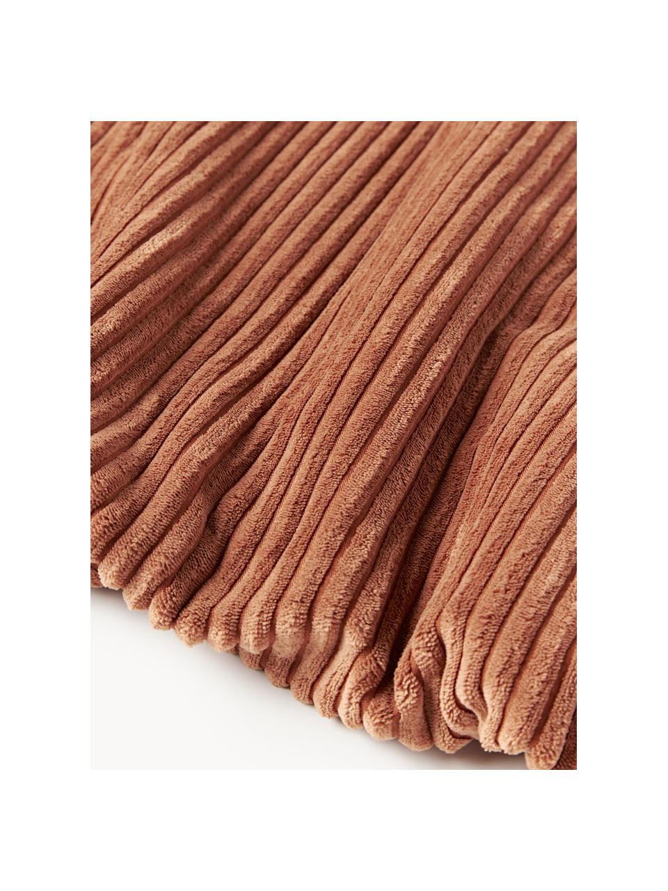 Decke Kylen aus Cord, Vorderseite: Cord (90 % Polyester, 10 , Rückseite: Teddy (100 % Polyester) D, Terrakotta, Cremeweiss, B 140 x L 190 cm
