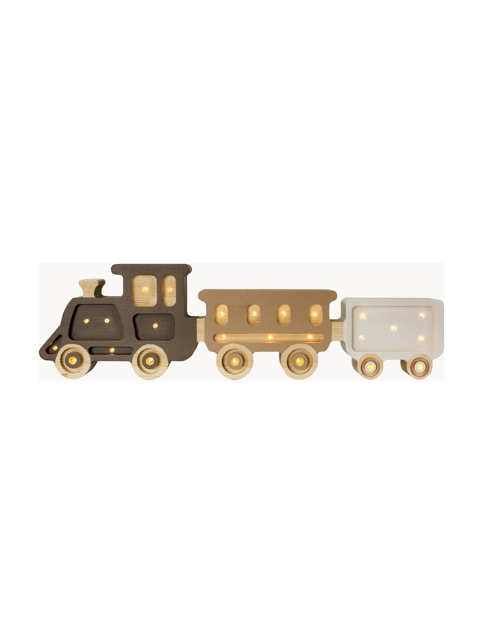 Handgefertigte LED-Kinderzimmerlampe Train mit Timerfunktion und Fernbedienung, dimmbar, Kiefernholz, lackiert

Dieses Produkt wird aus nachhaltig gewonnenem, FSC®-zertifiziertem Holz gefertigt., Taupe, Beige, Weiss, Kiefernholz, B 56 x H 16 cm