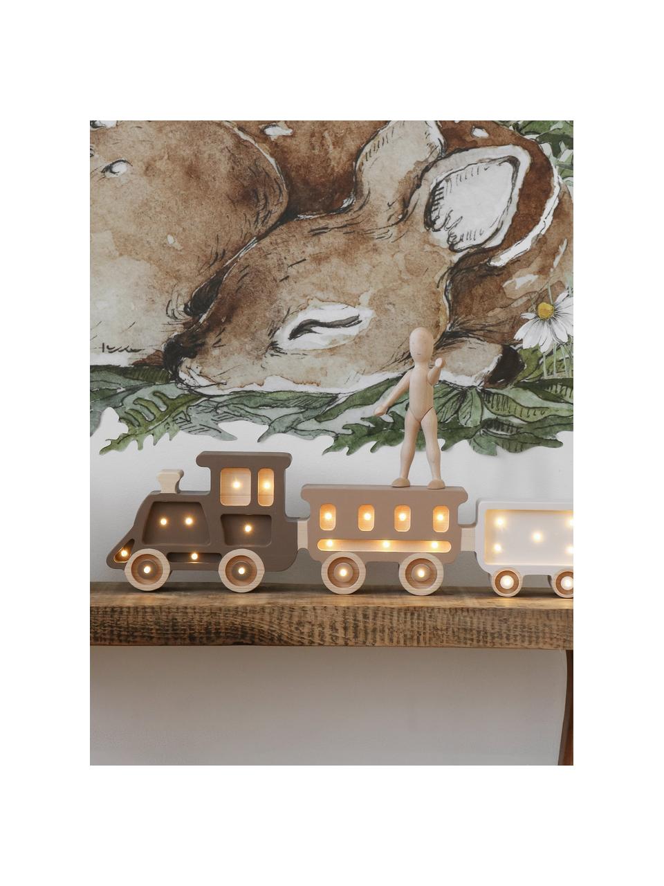 Handgefertigte LED-Kinderzimmerlampe Train mit Timerfunktion und Fernbedienung, dimmbar, Kiefernholz, lackiert

Dieses Produkt wird aus nachhaltig gewonnenem, FSC®-zertifiziertem Holz gefertigt., Taupe, Beige, Weiß, Kiefernholz, B 56 x H 16 cm