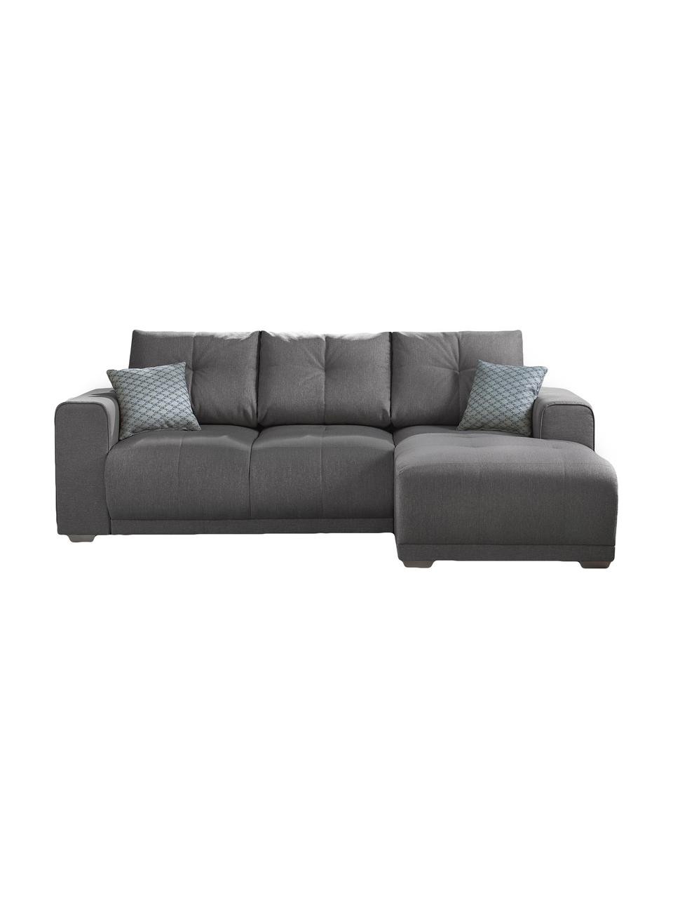 Sofa narożna z funkcją spania Lisbona, Tapicerka: 100% aksamit poliestrowy, Nogi: metal lakierowany, Szary, matowy, S 236 x G 165 cm