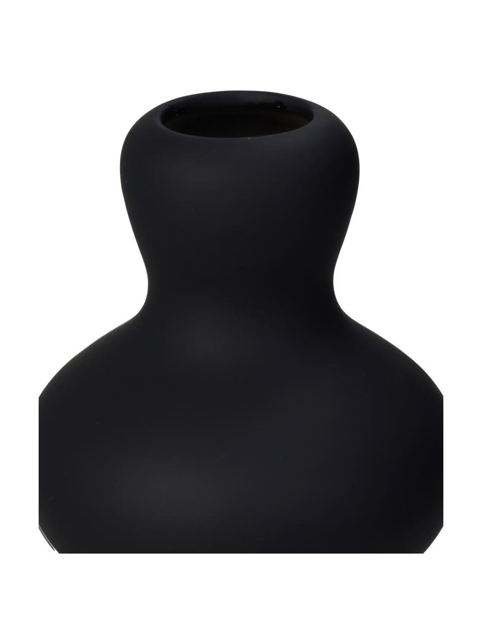 Vase design de forme organique Fine, Grès cérame, Noir, Ø 14 x haut. 20 cm