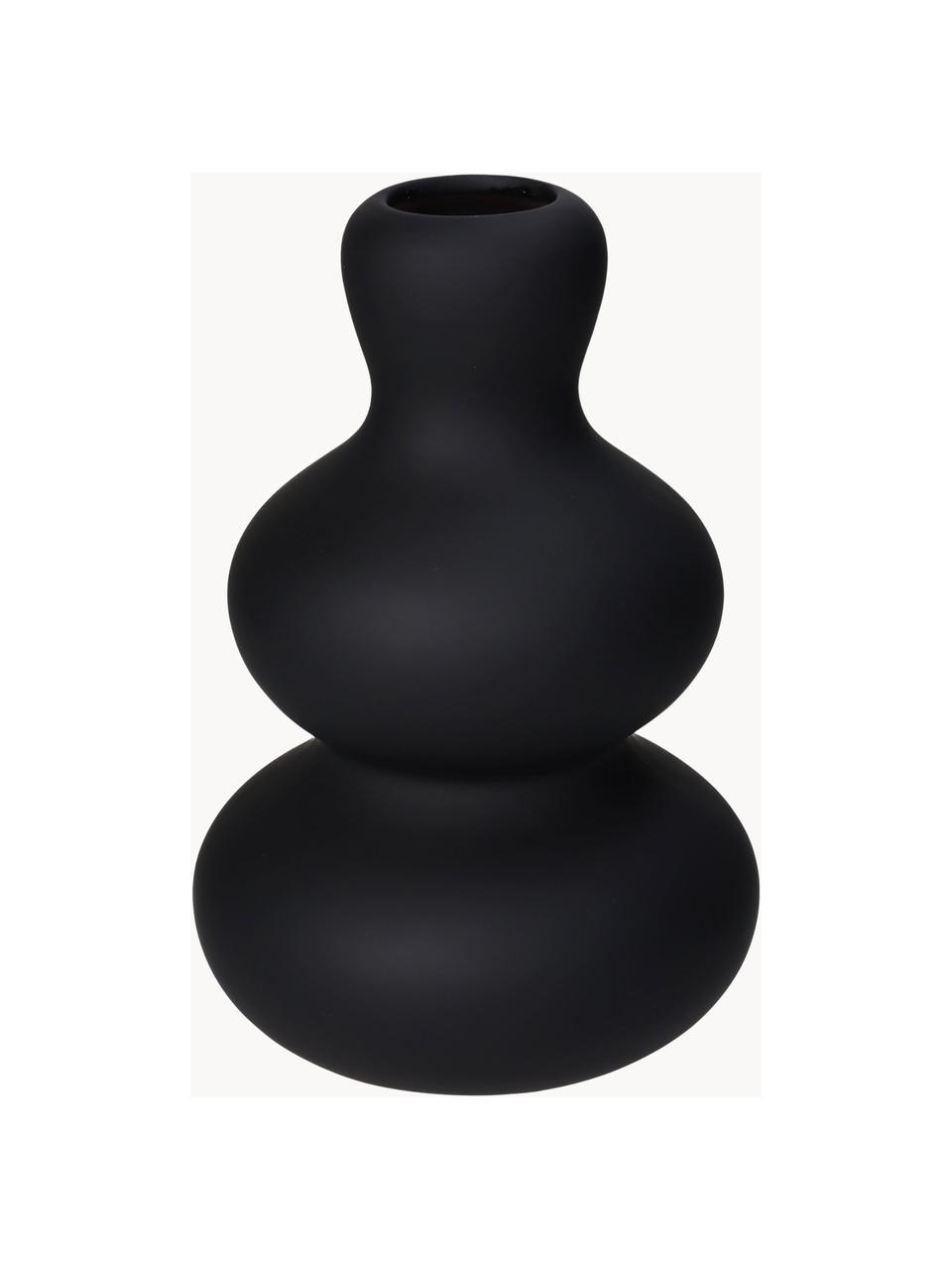 Jarrón con forma orgánica de diseño Fine, Gres, Negro, Ø 14 x Al 20 cm
