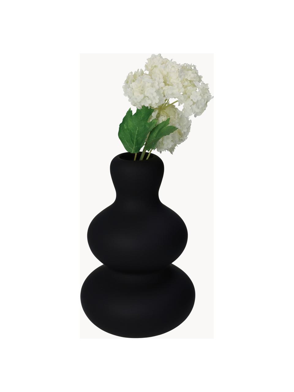 Design-Vase Fine in organischer Form, H 20 cm, Steingut, Schwarz, Ø 14 x H 20 cm