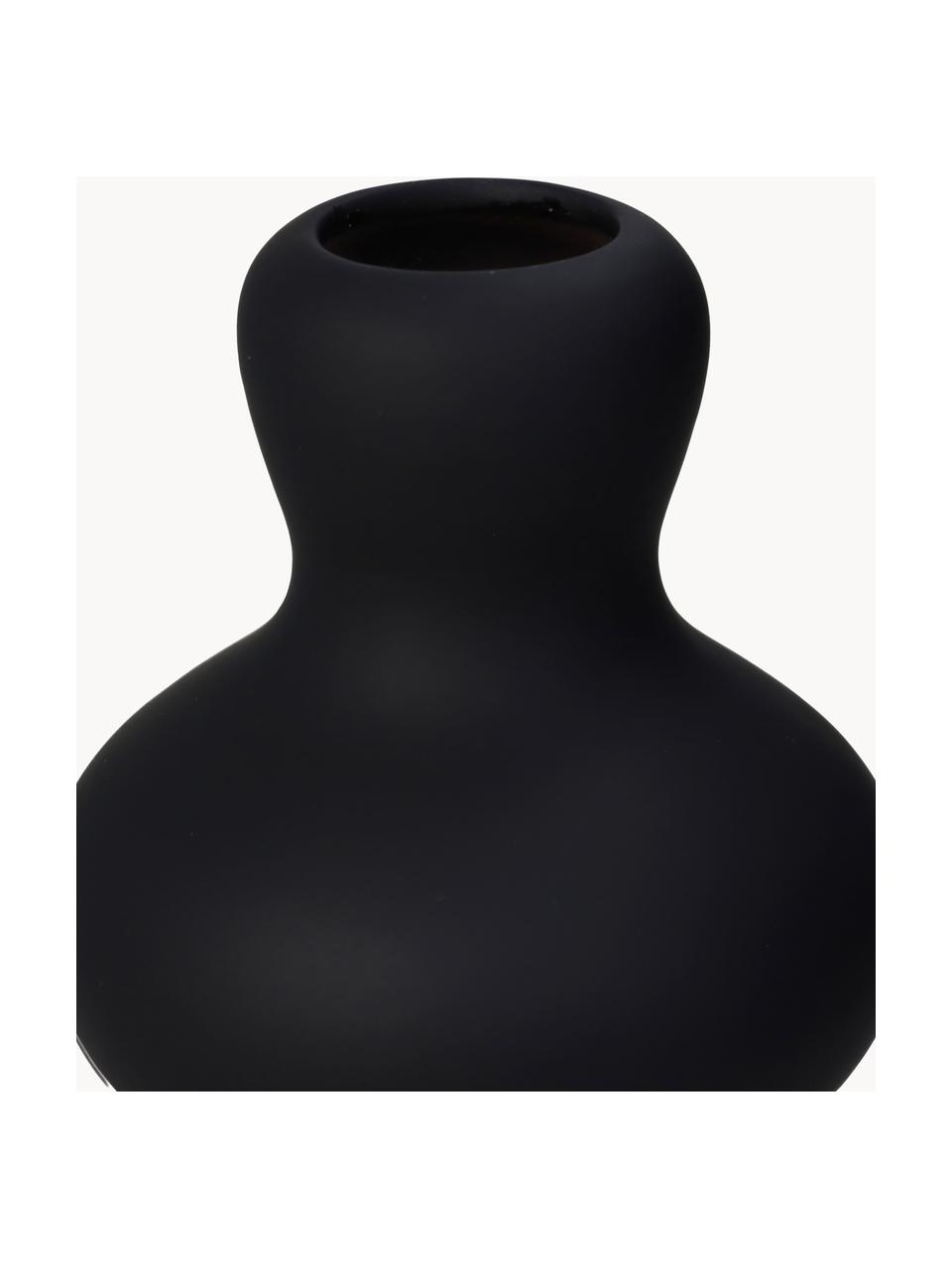 Designová váza v organickém tvaru Fine, V 20 cm, Kamenina, Černá, Ø 14 cm, V 20 cm